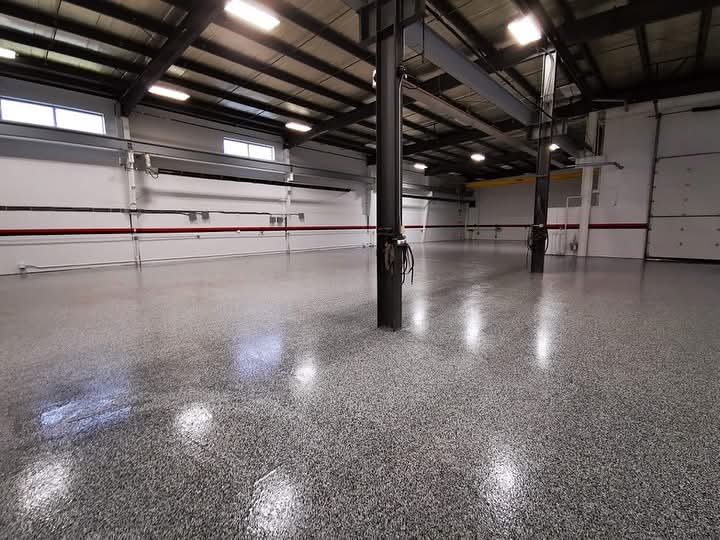 Commercial metallic epoxy hallway floor coating