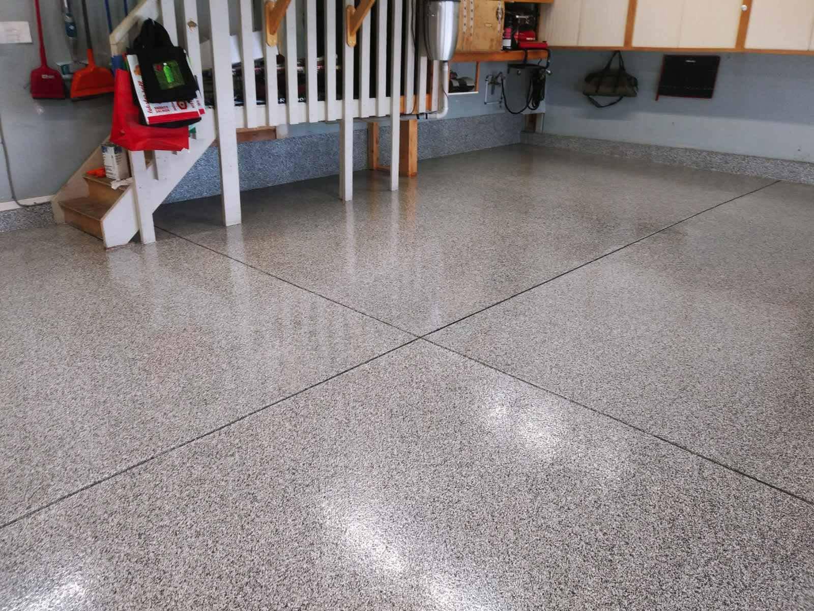 Decorative metallic epoxy basement floor coating