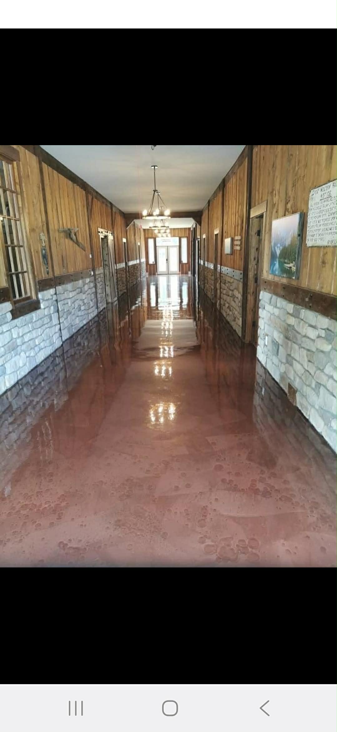 Garage epoxy flake floor coating with cove base