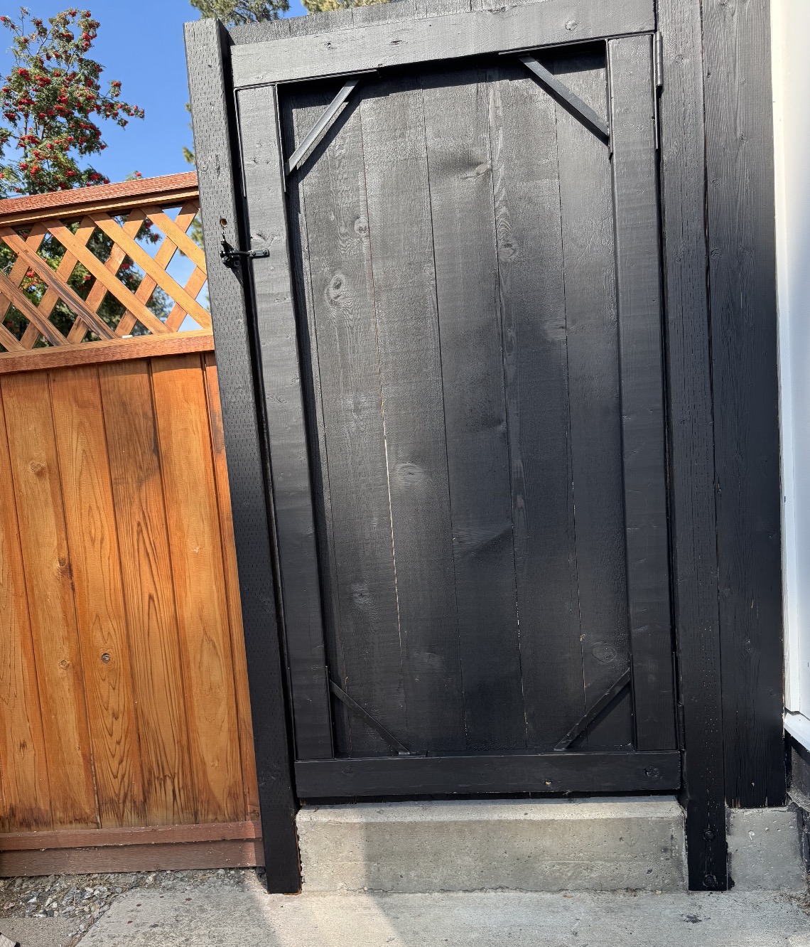 Custom black cedar fence gate Kelowna