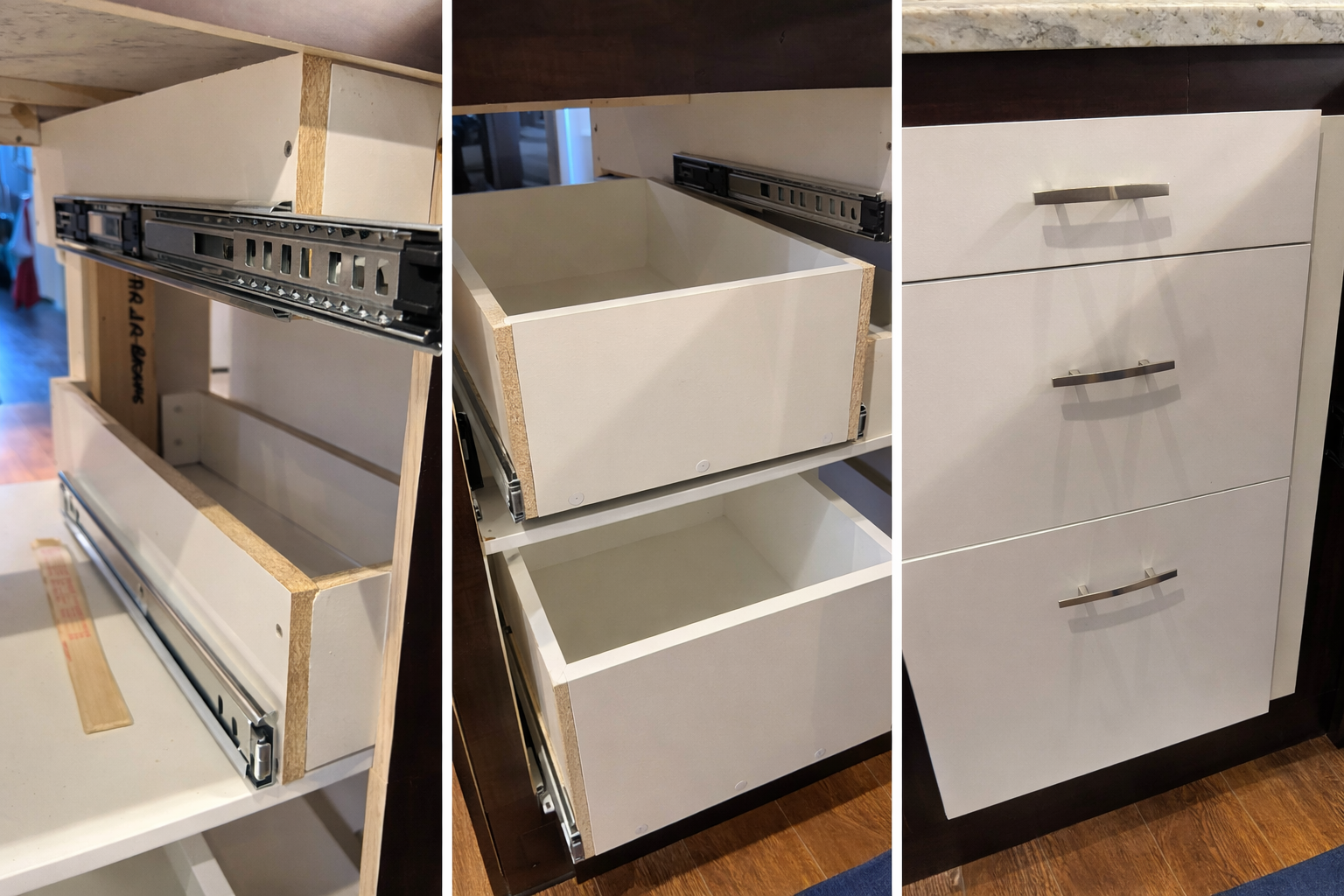 Kitchen renovation in Kelowna. Cabinet Upgrade. Full Extension Drawers. CedarWolf Build + Design.
